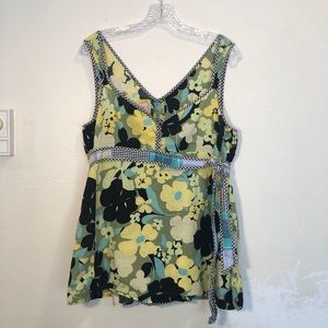 Free People Floral Sleeveless Summer Blouse Sz. 12